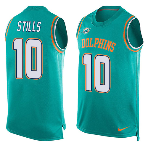 Men's Limited Kenny Stills Nike Jersey Aqua Green - #10 Player Name & Number Tank Top NFL Miami Dolphins